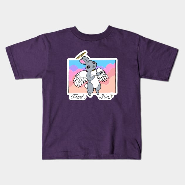 Good Bun - Angel Bunny on your Shoulder Kids T-Shirt by Indi Martin